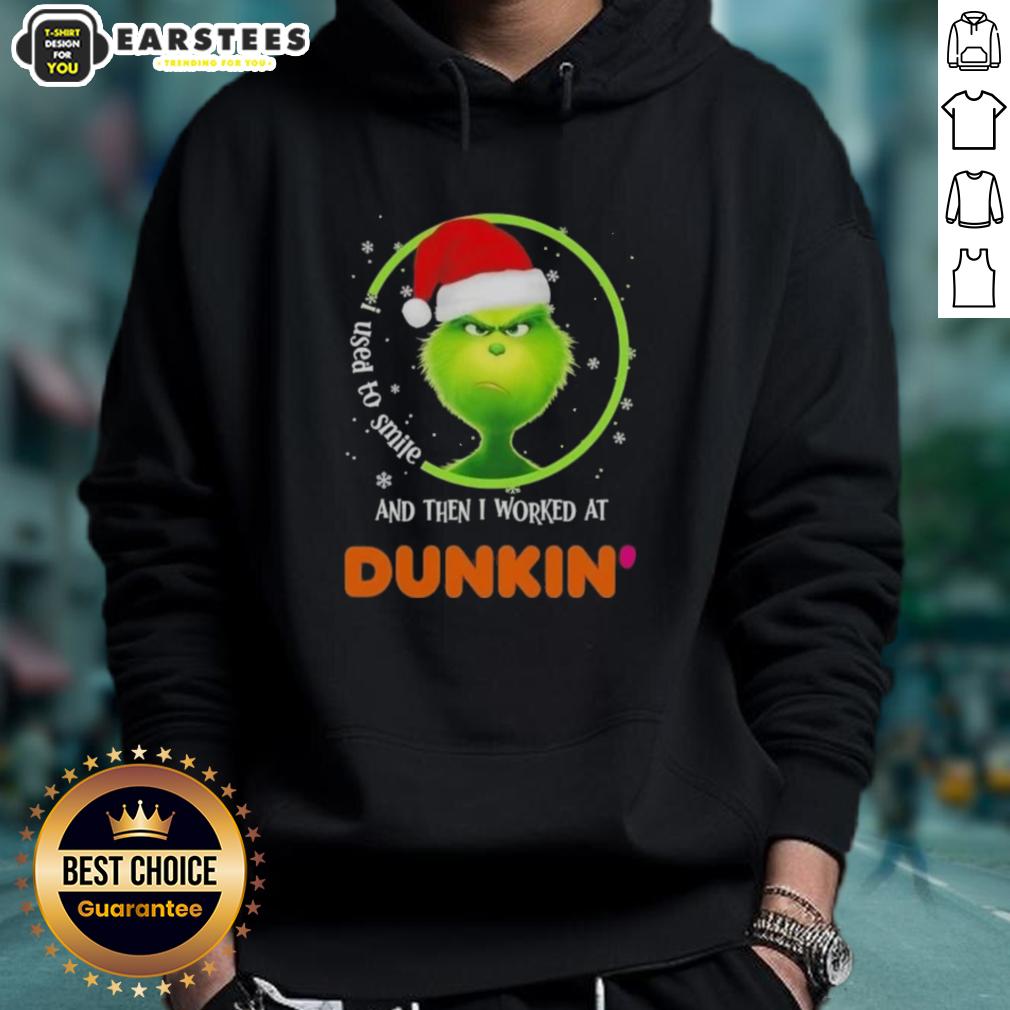 premium-grinch-i-used-to-smile-and-then-i-worked-at-dunkin-donuts-hoodie Cozy Premium Grinch hoodie with 'I Used to Smile and Then I Worked at Dunkin Donuts' graphic for festive fans.