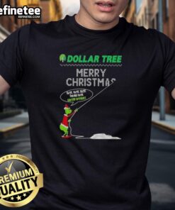 Premium Grinch X Dollar Tree Christmas T-Shirt featuring 'Hate Hate Hate Loathe Entirely' design for festive humor.