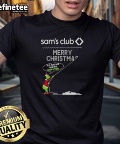 Premium Grinch X Sam's Club Merry Christmas T-Shirt featuring 'Hate Hate Hate Loathe Entirely' design for festive humor.
