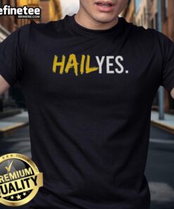 Premium Hail Yes Michigan Wolverines Football T-Shirt featuring bold team graphics and comfortable fabric for fans.