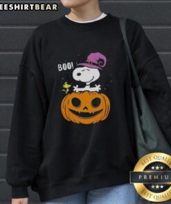 Premium Halloween Boo Snoopy sweatshirt featuring a fun design of Snoopy in a spooky theme, perfect for festive wear.