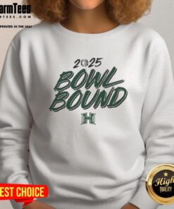 Alt Text: Premium Hawaii Rainbow Warriors Bowl Bound 2025 sweatshirt featuring vibrant colors and team logos for fans.