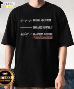 Alt Text: Premium Heartbeat Watching Tampa Bay Buccaneers T-Shirt featuring a stylish design for loyal fans.