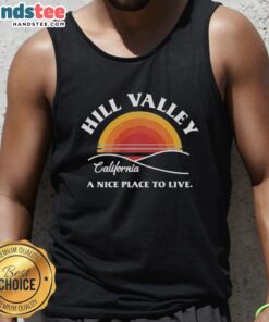 Premium Hill Valley Sunset Tank Top featuring a vibrant sunset design, perfect for summer casual wear.
