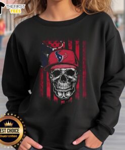 Premium Houston Texans NFL Skull American Flag sweatshirt for football lovers, showcasing team spirit and style.
