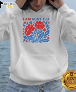 Alt Text: Premium I Am Aunt Tifa Floral Flower Hoodie in vibrant colors, perfect for stylish aunts celebrating their role.