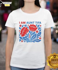 Premium I Am Aunt Tifa Floral Ladies Tee featuring vibrant flower designs, perfect for proud aunts and casual wear.