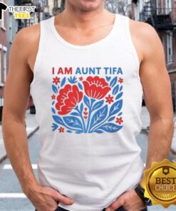 Premium I Am Aunt Tifa Floral Tank Top featuring vibrant flower designs and a stylish cut for a trendy look.