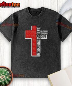 Premium 'I Can Do All Things Through Christ' Utah Utes football cross washed t-shirt for sports fans.