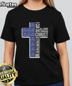 Premium Virginia Cavaliers football tee featuring 'I Can Do All Things Through Christ' design for ladies.