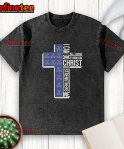 Alt Text: Premium Virginia Cavaliers Football T-Shirt featuring 'I Can Do All Things Through Christ Who Strengthens Me' design.
