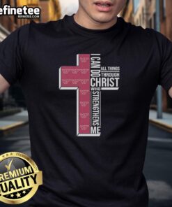 Premium Virginia Tech Football T-Shirt featuring 'I Can Do All Things Through Christ Who Strengthens Me' design.