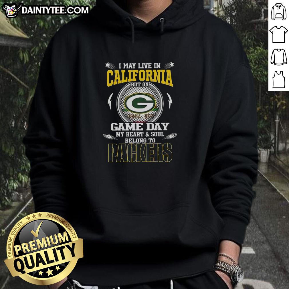 premium-i-may-live-in-california-but-on-game-day-my-heart-and-soul-belongs-to-green-bay-packers-hoodie Alt Text: Premium Green Bay Packers hoodie for fans living in California, showcasing team pride on game day.