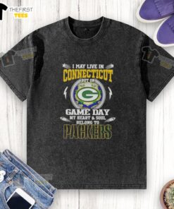 Premium washed t-shirt featuring Green Bay Packers design, perfect for fans in Connecticut on game day.