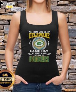 Green Bay Packers tank top design, perfect for fans living in Delaware on game day, showcasing team pride and spirit.