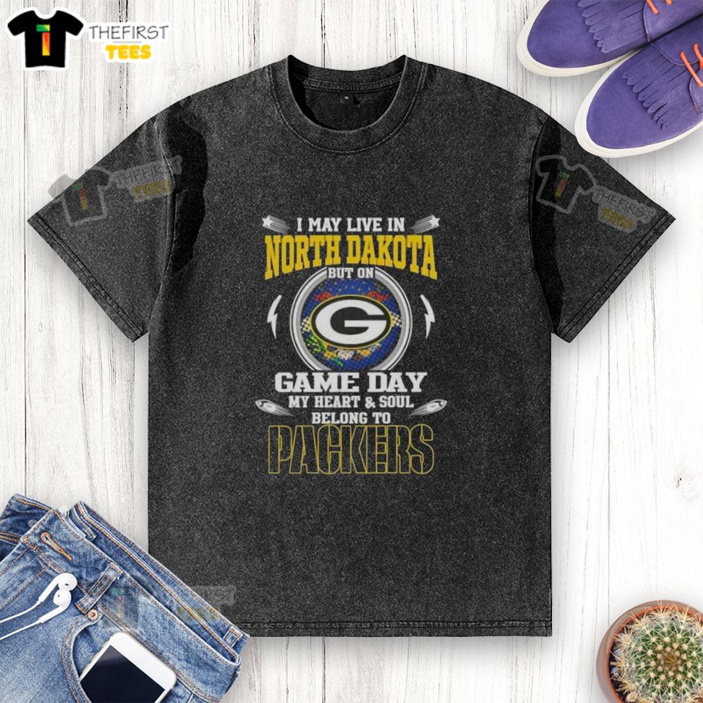 premium-i-may-live-in-north-dakota-but-on-game-day-my-heart-and-soul-belongs-to-green-bay-packers-washed-t-shirt Premium washed t-shirt featuring 'I May Live In North Dakota, But My Heart Belongs To Green Bay Packers' design.