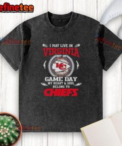 Alt Text: Premium washed t-shirt featuring Kansas City Chiefs logo, perfect for fans living in Virginia on game day.