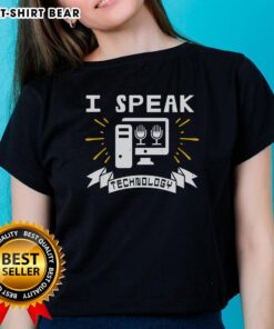 Premium I Speak Technology Ladies Tee with stylish design, perfect for tech enthusiasts and women who love technology fashion.