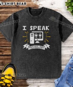 Premium I Speak Technology washed t-shirt featuring a trendy design, perfect for tech enthusiasts and casual wear.