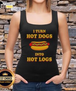Premium I Turn Hot Dogs Into Hot Logs tank top featuring a fun food graphic, perfect for casual summer wear.