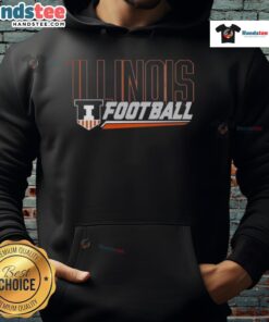 Premium Illinois Football Shield Slant Hoodie featuring bold team colors and logo, perfect for fans and athletes.