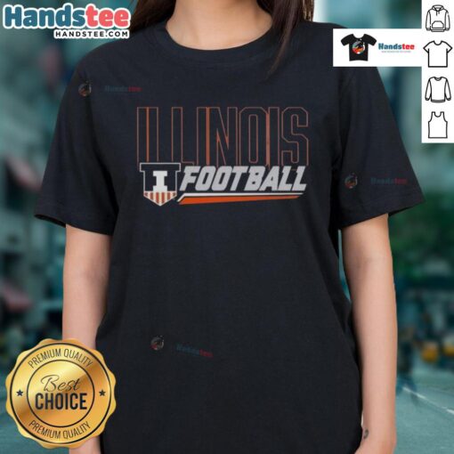 Premium Illinois Football Shield Slant Ladies Tee in stylish design, perfect for game day or casual wear.