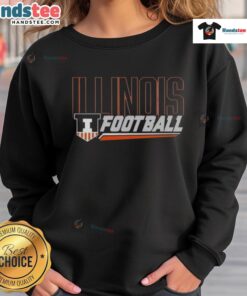 Premium Illinois Football Shield Slant Sweatshirt featuring bold graphics and a comfortable fit, perfect for game day.
