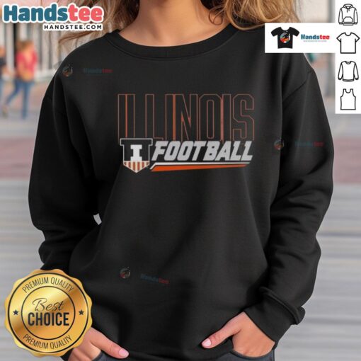 Premium Illinois Football Shield Slant Sweatshirt featuring bold graphics and a comfortable fit, perfect for game day.