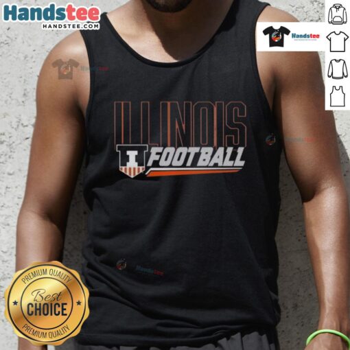 Premium Illinois Football Shield Slant Tank Top featuring bold team logo and comfortable fit for fans.