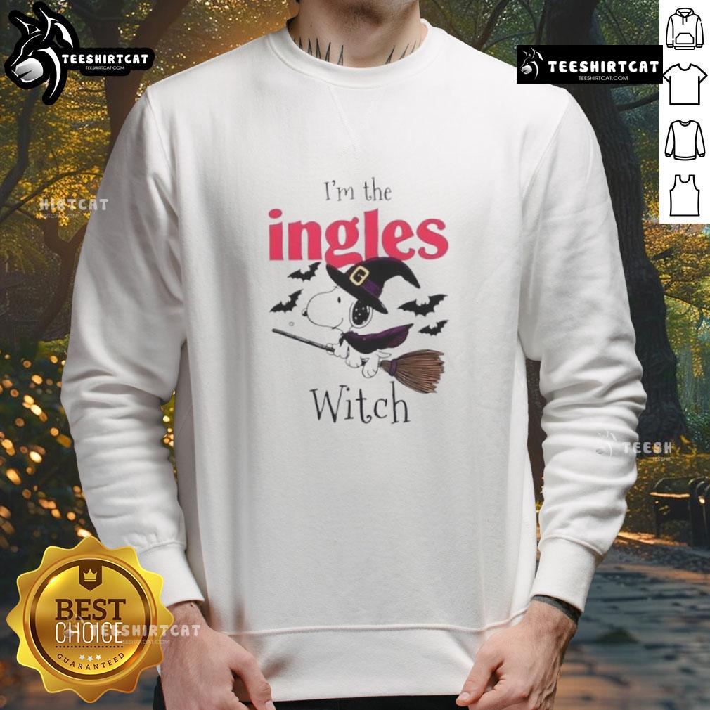 Premium I'M The Ingles Witch Snoopy Halloween Sweatshirt Alt Text: Premium I'm The Ingles Witch Snoopy Halloween sweatshirt featuring a playful design perfect for Halloween celebrations.