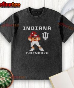 Alt Text: Premium Indiana Hoosiers Football Fernando Mendoza Retro Baller Washed T-Shirt featuring a stylish vintage design.