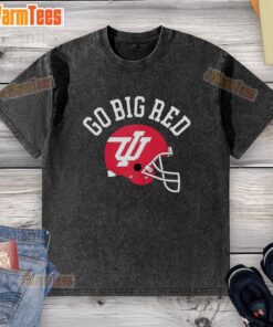 Alt Text: Premium Indiana Hoosiers Go Big Red Helmet washed t-shirt showcasing team spirit for fans and casual wear.