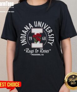 Premium Indiana Hoosiers Rags to Roses 1968 ladies tee showcasing vibrant team colors and stylish design for fans.