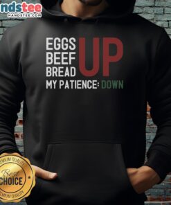 Premium Inflation Frustration hoodie featuring eggs, beef, and bread designs, perfect for expressing your style and humor.