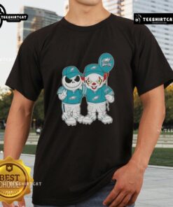Premium Jack Skellington and Clown It Philadelphia Eagles Halloween T-Shirt featuring spooky design and team colors.