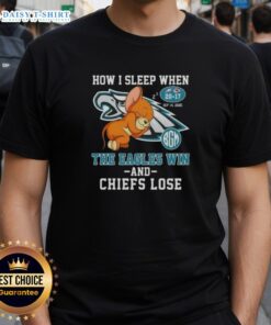 Premium 'How I Sleep When The Eagles Win & Chiefs Lose' T-Shirt showcasing a playful football fan design for NFL enthusiasts.