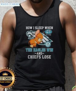 Premium Jerry tank top showcasing 'How I Sleep When the Eagles Win and Chiefs Lose' design, perfect for sports fans.