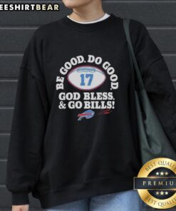 Premium Josh Allen MVP Buffalo Bills sweatshirt with 'Be Good, Do Good, God Bless, and Go Bills' design.