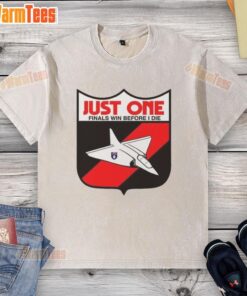 Alt Text: Premium Just One Finals Win Before I Die washed t-shirt featuring a casual design perfect for sports fans.