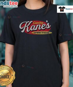 Alt Text: Premium Kanes Gaming Atwood Steams logo on a stylish ladies tee, perfect for gamers and fans of comfortable apparel.