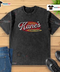 Premium Kanes Gaming Atwood Steams logo on a washed t-shirt, showcasing a stylish and comfortable gaming apparel design.