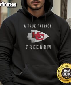 Alt Text: Premium Kansas City Chiefs Football hoodie featuring a patriotic design for true fans and freedom lovers.