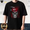 Alt Text: Premium Kansas City Chiefs NFL Skull American Flag T-Shirt for football lovers, showcasing team spirit and style.