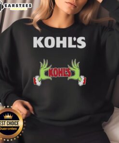 Alt Text: Premium Kohl's X Grinch Hands Merry Christmas Sweatshirt featuring festive design and cozy fit for holiday cheer.