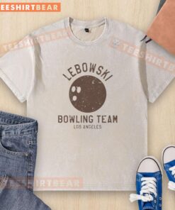 Premium Lebowski Bowling Team Los Angeles washed t-shirt featuring a vintage design and soft fabric for ultimate comfort.