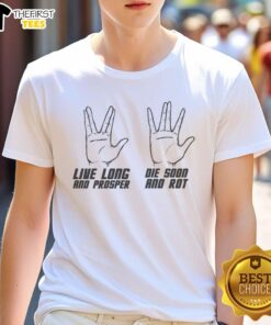 Premium Live Long Vs Die Soon Hand Sign T-Shirt featuring creative graphic design for unique fashion statement.
