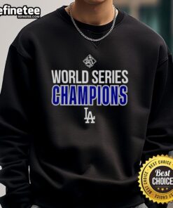 Premium Los Angeles Dodgers World Series Champions 2025 sweatshirt in blue, featuring team logo and championship details.