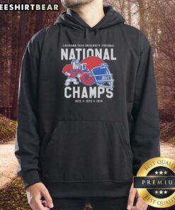 Premium Louisiana Tech Bulldogs Football National Champs 1974 vintage hoodie showcasing team pride and retro style.