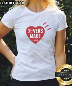 Premium LV Lovers Made Paris Heart Ladies Tee featuring stylish design for fashion-forward women.