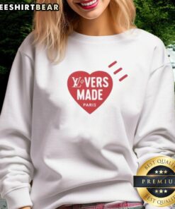 Premium LV Lovers Made Paris Heart Sweatshirt featuring a stylish heart design, perfect for fashion enthusiasts.